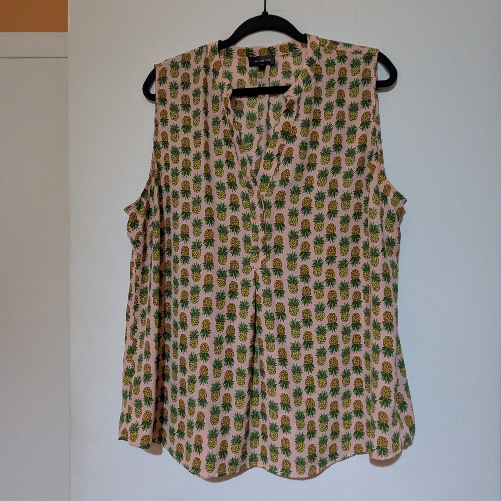 The Limited Cream Sleeveless Buttoned Blouse with Bib Collar